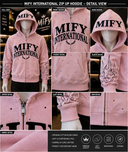 Nouveau sweat à capuche rose zippé en gros avec logo personnalisé imprimé, poche kangourou, sweat décontracté pour hommes - Product Image 6