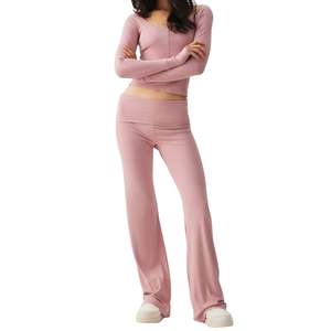 Leggings de yoga acampanados de cintura alta cruzados para mujer, venta al por mayor, personalizados, sin costuras, para fitness - Product Image 1