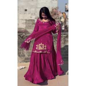 Designer Women's <b>Top</b> <b>Lehenga</b> Set with Multi Needle Embroidery Work Sequence Worked Dress - Product Image 2