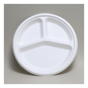 Best Quality Bagasse Compartment <b>Plate</b> 9 Inch <b>Disposable</b> Eco-Friendly Microwave Safe Food Serving Takeaway Bulk Packaging Food - Product Image 1