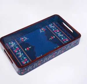 Plateau de service rectangulaire en bois laqué avec motif chameau et palmier, à un seul niveau, multifonctionnel pour salle de bain, bureau, vaisselle - Product Image 6