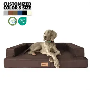 High Quality Luxury Orthopedic Memory Foam Leather Dog Mattress Bed Dog Bed Large