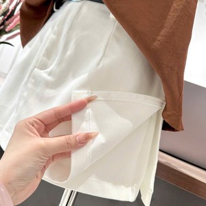 Ensemble coréen élégant : Blouse drapée brodée style halter et mini-jupe trapèze 100 % coton respirant et doux pour un usage quotidien raffiné - Product Image 3