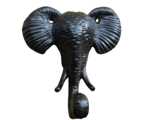 Achetez en gros à l'usine : Patère murale robuste en fonte tête d'éléphant, style rustique, noire, en forme de tête d'animal - Product Image 1