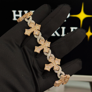 Cross & <b>Infinity</b> Iced Out <b>Bracelet</b> 925 Sterling Silver Two-Tone Rose Gold White Gold Moissanite Hip Hop Luxury Chain Jewelry - Product Image 1