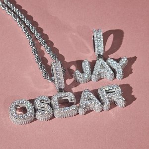 Collier avec pendentif personnalisé en lettres initiales serties de zircons, style hip-hop, en argent 925, bijoux unisexes - Product Image 5