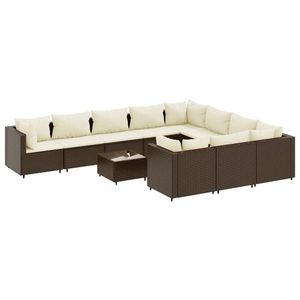Grand ensemble de canapés de patio réglables en rotin PE blanc crème et marron pour jardin - Product Image 2