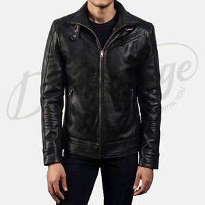 Blouson moto moderne noir en cuir véritable pour homme - Veste de motard ajustée en peau de mouton de qualité supérieure avec détails multi-zippés - Product Image 5