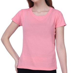 เสื้อยืดคอตตอนเจอร์ซีย์ผู้หญิง สีแดง คอกลม แขนสั้น ทรงเข้ารูป สวมใส่สบายทุกฤดู ระบายอากาศได้ดี สีพื้น รับผลิตแบบ OEM - Product Image 2