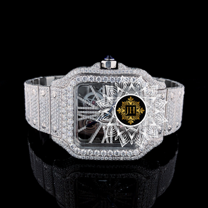 Bust Down Silver Moissanite <b>Watch</b> <b>Skeleton</b> Mechanical <b>Automatic</b> Wristwatches Round Cut VVS1 D Diamond Luxury Jewelry Wholesale - Product Image 1