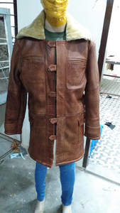 Manteaux en cuir de mouton brun pour hommes OEM RTS, faible MOQ, haute qualité, design unique, manteaux en cuir de mouton personnalisés, manteaux chauffants tendance - Product Image 6