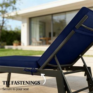 Cuscino per sedia da esterno blu navy in due pezzi, cuscino di ricambio per giardino e tempo libero (solo cuscino) - Product Image 4