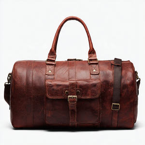 Sac de sport en cuir véritable, sac de voyage à bandoulière, sac de sport d'extérieur, sac de fitness en cuir unisexe - Product Image 4