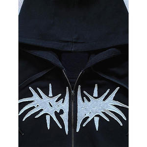 <b>Mens</b> <b>Black</b> Grey Color Block Zip Up Hoodie Oversized Graphic Hooded Sweatshirt Streetwear Casual Fleece Jacket - Product Image 3