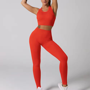 Women's Customizable Gym Wear Fitness Set Reversible Yoga Bra & <b>Leggings</b> Fashionable Solid <b>Pattern</b> Workout Sport Outfit-MOQ 2pcs - Product Image 5