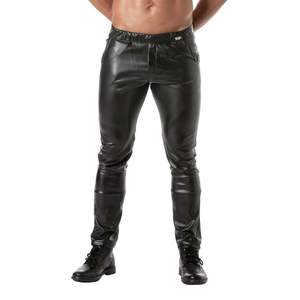 Pantalon de survêtement Kinky pour homme, noir, aspect similicuir, coupe slim, style clubwear, streetwear, confortable, extensible, bas de tenue tendance - Product Image 4