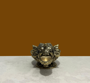 Handmade Gold-Plated Brass Ganesha Diya Holder Tabletop <b>Decor</b> Religious Figurine Traditional Design Still Life Pattern for - Product Image 4