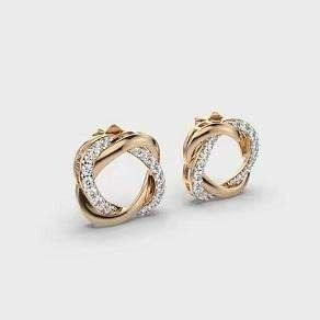 Pendientes de tuerca con círculos entrelazados de moissanita, oro rosa brillante, joyería elegante para mujer, regalo de aniversario de boda nupcial - Product Image 5
