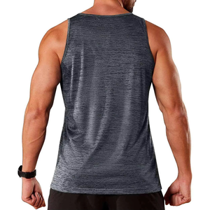 Débardeur sans manches gris foncé pour homme, col rond, tricoté, couleur unie, style sportif, séchage rapide, débardeurs en coton pour homme - Product Image 3