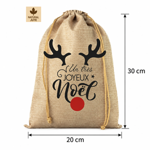 Bolsa de Yute Natural con Cordón, 20x30 cm, Bolsa de Regalo de Navidad, Sin Laminar, Ecológica, Impresión Personalizada, Venta al Por Mayor, Marca Privada, a Granel - Product Image 2