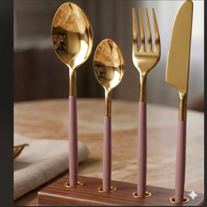Couverts élégants et durables en acier inoxydable avec poignée rose, plaqués couleur or champagne, pour la maison, l'hôtel, le restaurant, les mariages et l'usage quotidien - Product Image 5