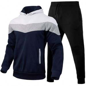 Conjunto Deportivo de Invierno para Hombre, Sudadera Ligera con Logotipo Personalizado, Pantalones Deportivos, Sudadera con Capucha y Forro Polar, Conjunto de 2 Piezas - Product Image 4