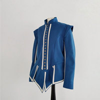 Veste en laine doublette bleue de haute qualité avec passepoil en coton blanc pour tenue historique du XVIIe siècle – Meilleure vente