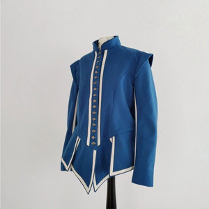 Blue Doublet High-Quality Wool Jacket with White Cotton Piping for 17th Century Historical Outfit Top Sell - Product Image 2