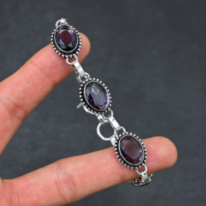 Bracelet unisexe de luxe réglable en argent sterling 925 avec diamant rouge de laboratoire, argent sterling plaqué argent 10x14 mm - Product Image 2