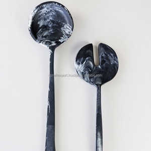 Ensemble de couverts faits à la main de style vintage en résine personnalisée avec tourbillon cuillère à fourchette à salade cuillère miroir de serveur vaisselle de mariage ustensiles de cuisine - Product Image 3