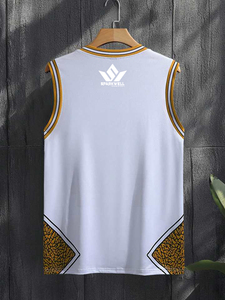 Camiseta de Baloncesto sin Mangas Blanca para Hombre, Bordado 3D en Relieve, Transpirable, Absorbe la Humedad, Poliéster, Otros Uniformes de Equipo para Adultos - Product Image 2