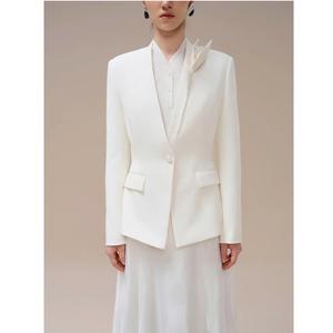 Trajes de Alta Costura para Mujer, Blazers Blancos HAZEL, Blazer sin Cuello de un Solo Pecho, Tela Transpirable con Muescas, Conjuntos Elegantes para Mujer - Product Image 5