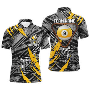 Camisetas de Billar Personalizadas para Equipos y Ligas, Diseño 3D de Tigre y Bola 8, con Cierre de Cremallera, para Hombre, Tejido de Punto, Manga Corta - Product Image 4