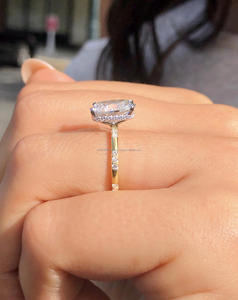 Igi/gia Lab เติบโตวินเทจ14K สีเหลืองทอง unisex แหวนแต่งงาน/หมั้นแหวนเบาะตัดเพชรที่สมบูรณ์แบบครบรอบแหวนดี - Product Image 2