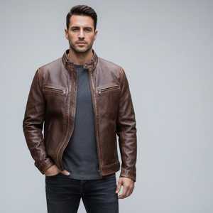 Vestes en cuir de vachette véritable de haute qualité pour hommes, vestes décontractées d'hiver pour temps froid, douces pour toutes les saisons, confortables - Product Image 1