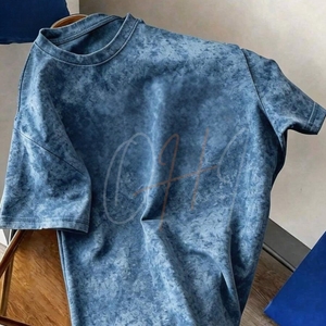 Camiseta Personalizada de Estilo Vintage, Lavada, con Cuello Redondo, Ecológica, Transpirable, de Secado Rápido, de Algodón, Informal, de Manga Corta, Holgada, para el Verano - Product Image 1