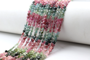 Cuentas de forma de moneda facetadas de turmalina múltiple natural Cuentas de turmalina de 3mm - Product Image 5