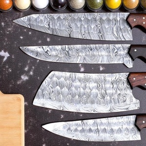 A&M Enterprises Handmade Damascus Steel Chef <b>Knife</b> <b>Set</b> Blades Five-Piece Wood Handle Ambidextrous Leather Sheath Survival <b>Knives</b> - Product Image 4