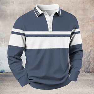 Chemise rayée pour homme à manches longues, col boutonné, décontractée, golf, 100% coton, logo brodé personnalisé - Product Image 3