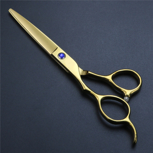 Ciseaux de coiffure professionnels en or de 6 pouces pour gauchers, en acier 440C, pour salon de coiffure, ensemble de ciseaux de barbier, kit de coupe de cheveux - Product Image 2