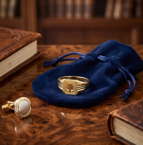 DIVYORO Orissa Anillo de Sello Clásico para Hombre, Chapado en Oro de 22k, Grabado, con Significado Religioso, para Uso Diario y Ceremonias Religiosas - Product Image 2