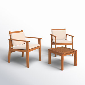 Ensemble de chaises longues en teck pour extérieur avec table, meubles de jardin en bois massif, design durable et confortable - Product Image 3