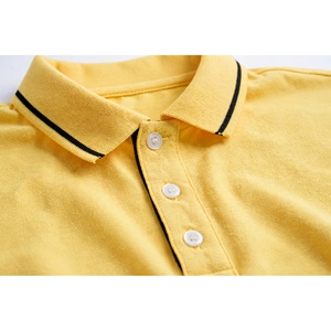 <b>Yellow</b> Short Sleeve <b>for</b> <b>Shirt</b> <b>Men</b> Women Solid Color Knitted Cotton Casual Wear Breathable Design Regular Fit Sporty Embroidered - Product Image 2