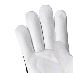 Guantes de trabajo de cuero de grano de cabra con dorso de tela de algodón entrelazado, guantes de conducción de cuero transpirables, cómodos y seguros para las manos. - Product Image 4