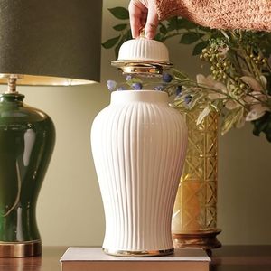 White Porcelain Teardrop Urn With Gold <b>Trim</b> Hermetic Lid Classical Style Pet Casket - Product Image 1