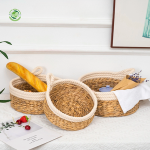 Juego de 3 cestas de jacinto de agua con bordes cosidos y 1 asa, cesta de almacenamiento hecha a mano, venta al por mayor, ecológica, hecha en Vietnam - Product Image 6