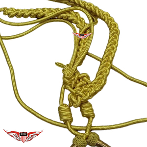 สายสะพายไหล่ประดับตราสัญลักษณ์สีทองแบบถักสำหรับขบวนพาเหรด สายสะพายไหล่สำหรับพิธีการ สายคล้องคอสำหรับเจ้าหน้าที่ ปลายสายประดับตราสัญลักษณ์สีทองเมทัลลิก - Product Image 4