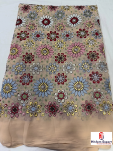 Tissu en dentelle brodée 100 % polyester de haute qualité, poids moyen, pour la confection de vêtements et l'artisanat, tissu OEM ODM - Product Image 3