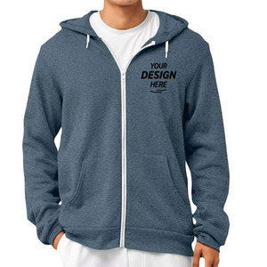Men's Light Gray <b>Zip</b>-<b>Up</b> <b>Hoodie</b> Fleece Solid Casual Regular Fit 100% Cotton Autumn Wear Front Print Design <b>Hoodie</b> - Product Image 4