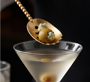 Ensemble élégant d'agitateurs à cocktail dorés, outils de bar en métal de luxe, réutilisables pour mélanger les cocktails, cuillères à agiter avec poignées perlées - Product Image 4